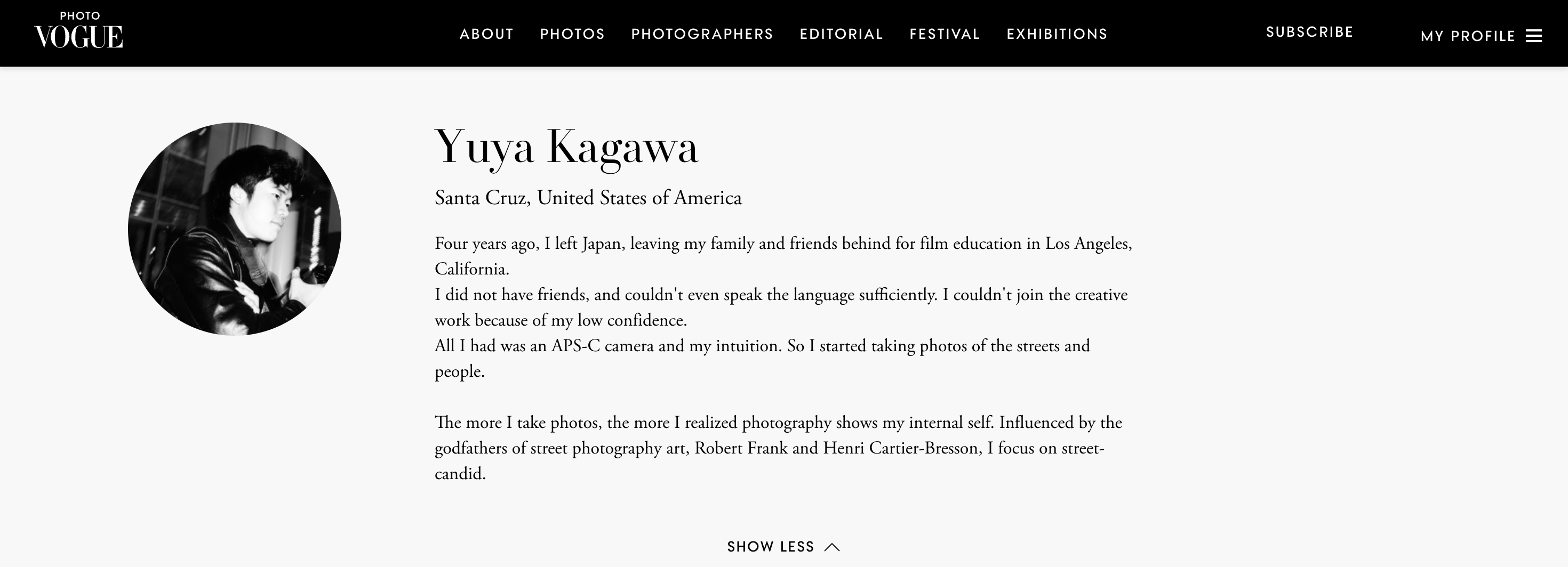 PhotoVogueに掲載されたYuya Kagawaのポートフォリオ